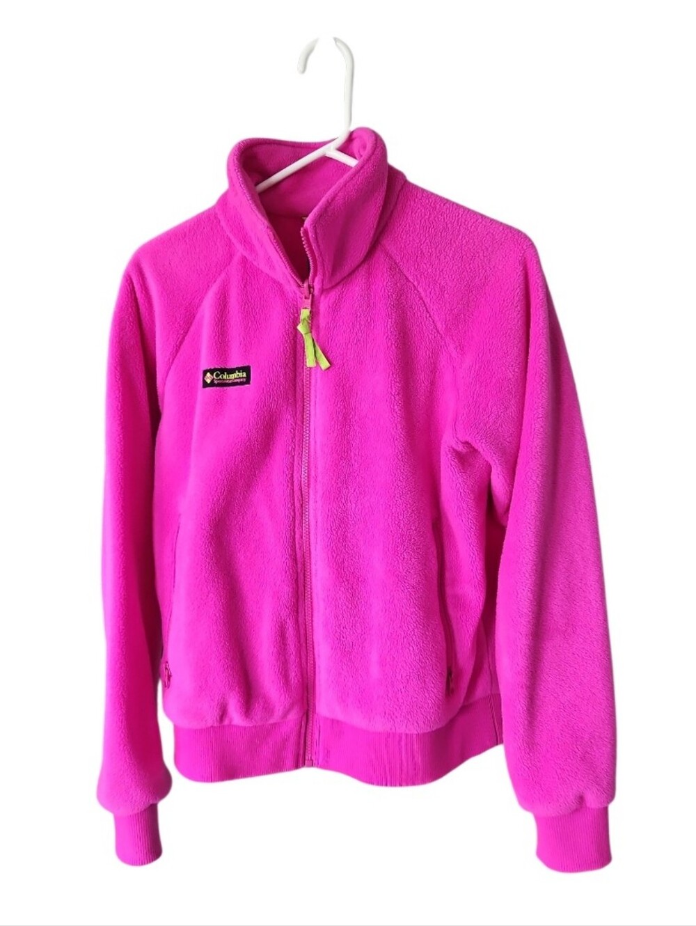 Columbia Hot Pink Women's Fleece Jacket with Neon Zipper Pull Size Medium